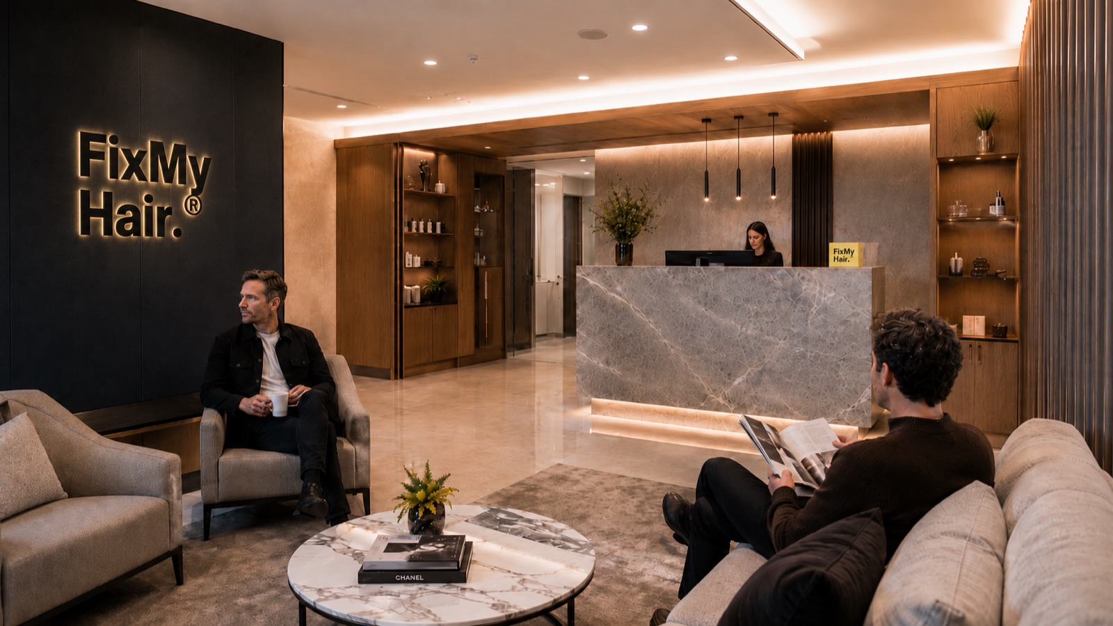 Fix My Hair clinic reception — hair restoration treatments UK